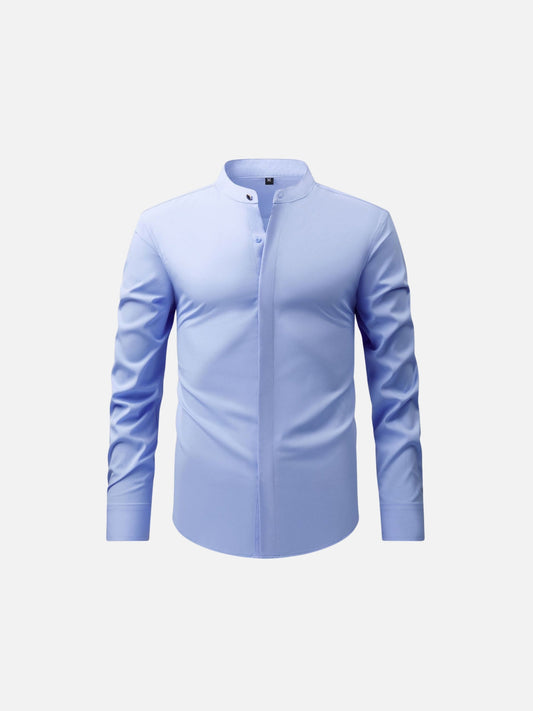 Non-Iron Stretch Standing Collar Concealed Shirt