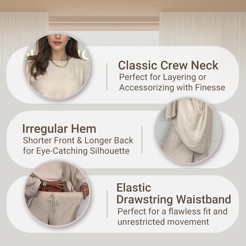 Women's Long-Sleeved High-Waisted Wide-Leg Pants Suit