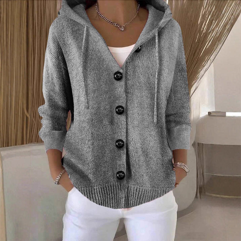 💕Solid Color Long-Sleeved Short Hooded Cardigan
