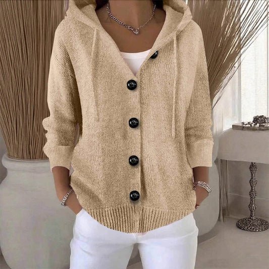 💕Solid Color Long-Sleeved Short Hooded Cardigan