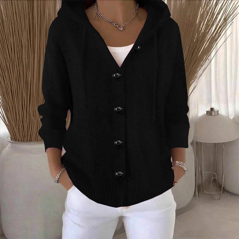💕Solid Color Long-Sleeved Short Hooded Cardigan