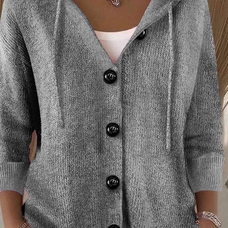 💕Solid Color Long-Sleeved Short Hooded Cardigan